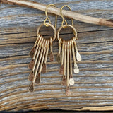 Gold Plated Fringe Earrings – Hammered Brass Boho Statement Jewelry