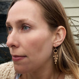 Gold Plated Hammered Fringe Dangle Earrings, Boho Geometric Statement Gift