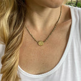 Gold Plated Pendant Necklace – Silver Leaf Gemstone Beaded Necklace
