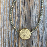 Gold Plated Pendant Necklace – Silver Leaf Gemstone Beaded Necklace