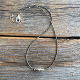 Gray Czech Glass Beaded Necklace, Sterling Silver Pendant, Dainty Layering Necklace