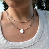 Hand-strung Gemstone and Pearl Necklace, Multicolor Beaded Layering Jewelry