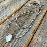 Hand-strung Gemstone and Pearl Necklace, Multicolor Beaded Layering Jewelry