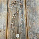 Hand-strung Gemstone and Pearl Necklace, Multicolor Beaded Layering Jewelry