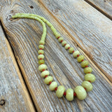 Handcrafted Lime Green Jade and Red Coral Statement Necklace