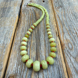 Handcrafted Lime Green Jade and Red Coral Statement Necklace