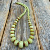 Handcrafted Lime Green Jade and Red Coral Statement Necklace