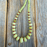 Handcrafted Lime Green Jade and Red Coral Statement Necklace