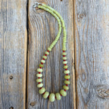 Handcrafted Lime Green Jade and Red Coral Statement Necklace