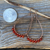 Handmade Carnelian Dangle Earrings, Vintage Boho Chic Jewelry
