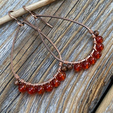 Handmade Carnelian Dangle Earrings, Vintage Boho Chic Jewelry