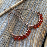 Handmade Carnelian Dangle Earrings, Vintage Boho Chic Jewelry