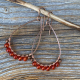 Handmade Carnelian Dangle Earrings, Vintage Boho Chic Jewelry