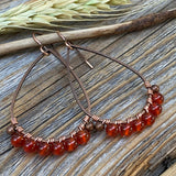 Handmade Carnelian Dangle Earrings, Vintage Boho Chic Jewelry