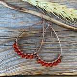 Handmade Carnelian Dangle Earrings, Vintage Boho Chic Jewelry