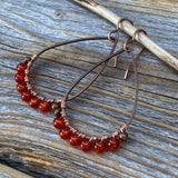 Handmade Carnelian Dangle Earrings, Vintage Boho Chic Jewelry