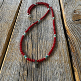 Handmade Coral Turquoise Beaded Cross Necklace, Southwestern Jewelry