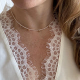 Handmade Dainty Beaded Necklace – 14K Gold Dangles, Czech Glass