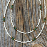 Handmade Jade Beaded Layering Necklace, Boho Seed Bead Jewelry