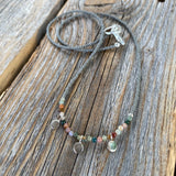 Handmade Jasper Beaded Necklace – Sterling Silver Dangles, Boho Choker