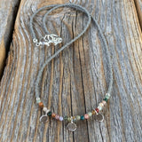 Handmade Jasper Beaded Necklace – Sterling Silver Dangles, Boho Choker