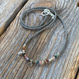 Handmade Jasper Beaded Necklace – Sterling Silver Dangles, Boho Choker