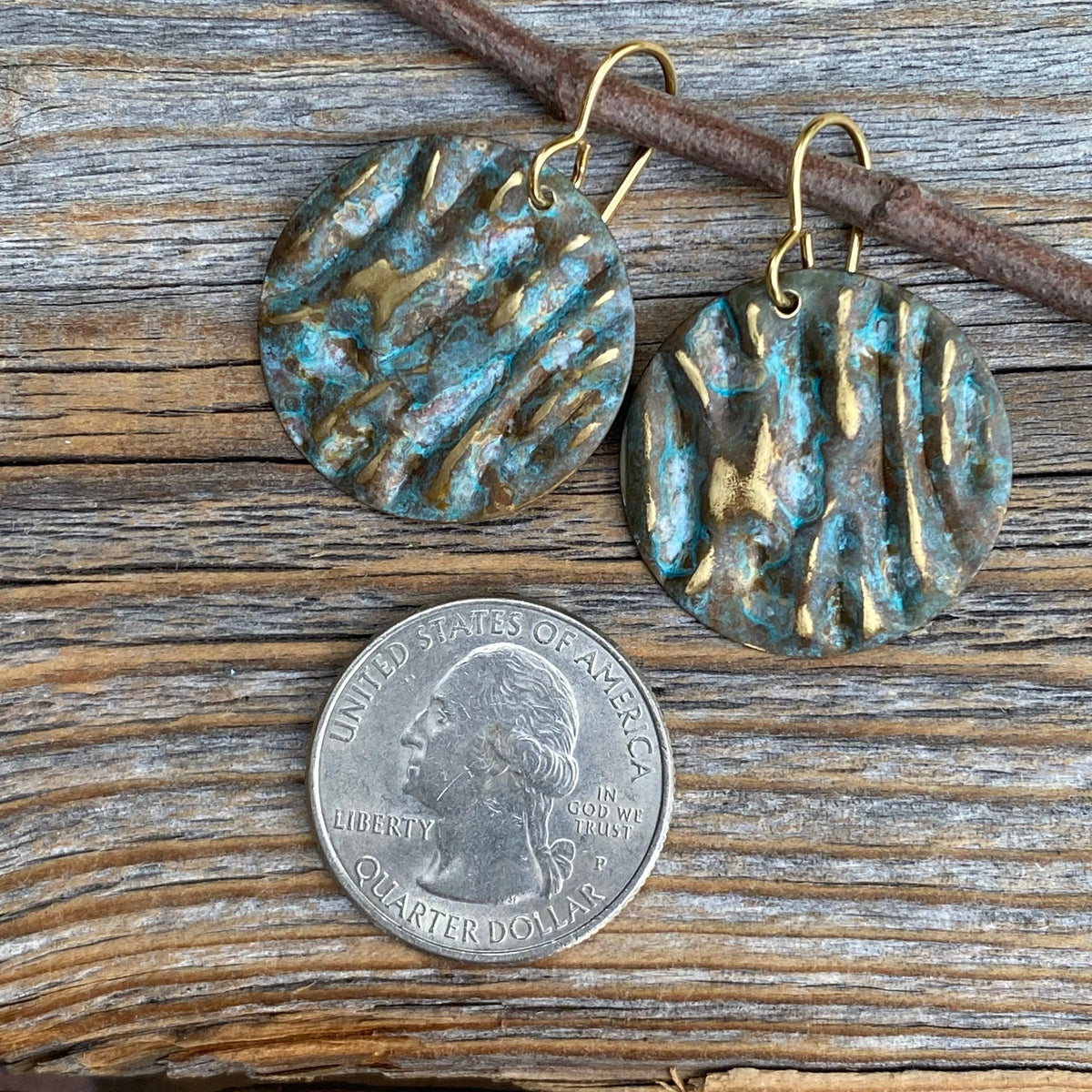 Handmade Patina Brass Earrings – Southwestern Boho Dangle Jewelry