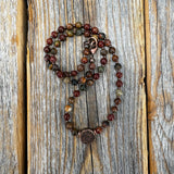 Handmade Red Creek Jasper Beaded Necklace, Copper Accents, Boho Jewelry