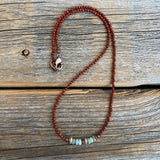 Handmade Red Jasper African Opal Beaded Necklace, Boho Southwestern Jewelry