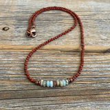 Handmade Red Jasper African Opal Beaded Necklace, Boho Southwestern Jewelry