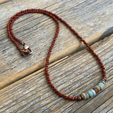 Handmade Red Jasper African Opal Beaded Necklace, Boho Southwestern Jewelry