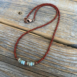 Handmade Red Jasper African Opal Beaded Necklace, Boho Southwestern Jewelry
