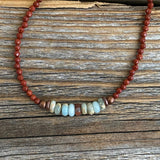Handmade Red Jasper African Opal Beaded Necklace, Boho Southwestern Jewelry
