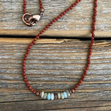 Handmade Red Jasper African Opal Beaded Necklace, Boho Southwestern Jewelry