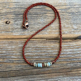 Handmade Red Jasper African Opal Beaded Necklace, Boho Southwestern Jewelry