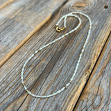 Handmade Rice Pearl Choker, Gold Accent Beaded Necklace