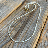 Handmade Rice Pearl Choker, Gold Accent Beaded Necklace