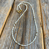Handmade Rice Pearl Choker, Gold Accent Beaded Necklace
