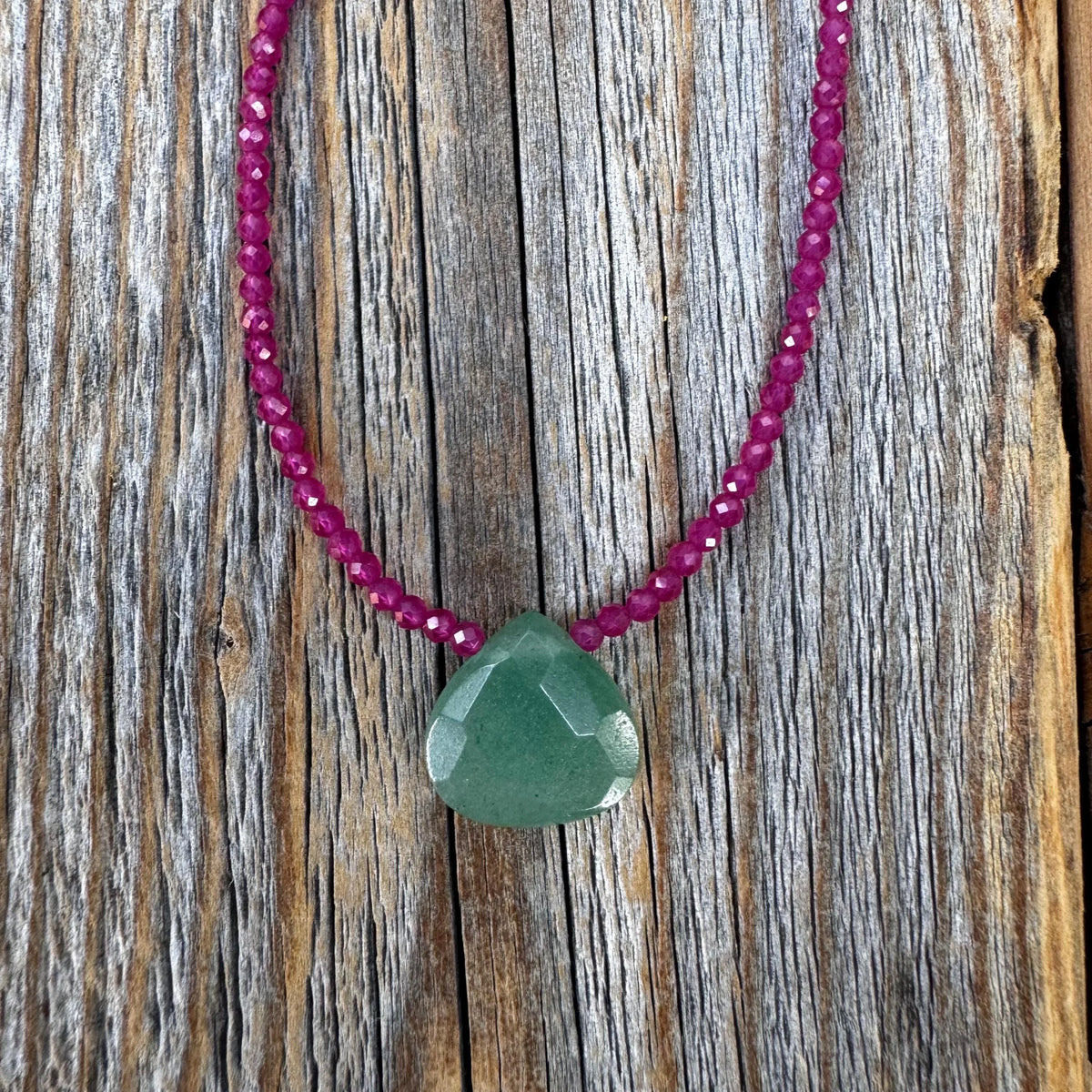 Handmade Ruby Beaded Choker Necklace – Aventurine Accent, July Birthstone