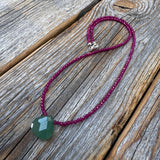Handmade Ruby Beaded Choker Necklace – Aventurine Accent, July Birthstone