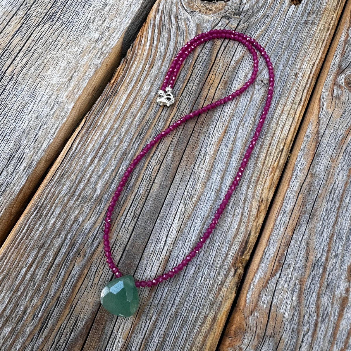 Handmade Ruby Beaded Choker Necklace – Aventurine Accent, July Birthstone