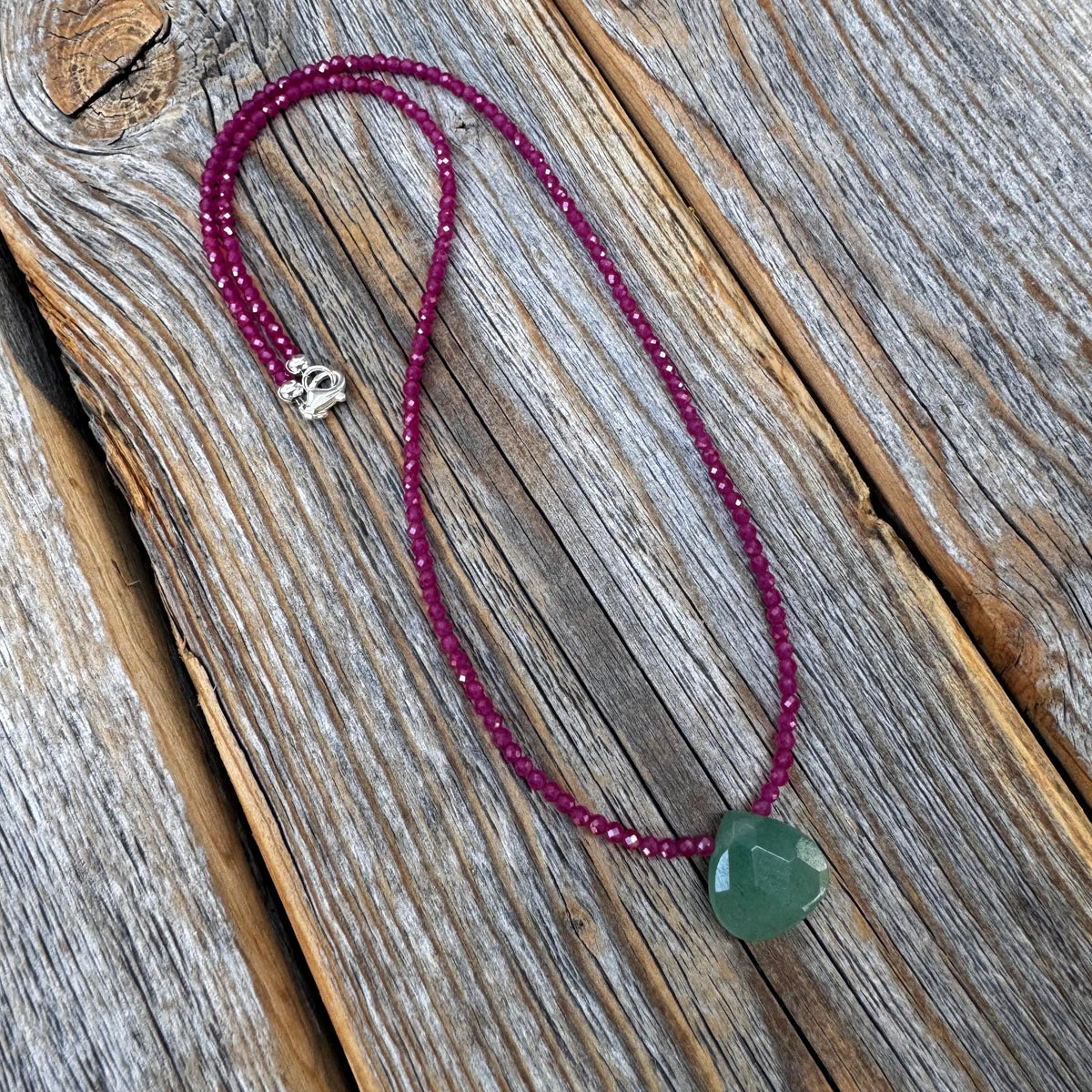 Handmade Ruby Beaded Choker Necklace – Aventurine Accent, July Birthstone