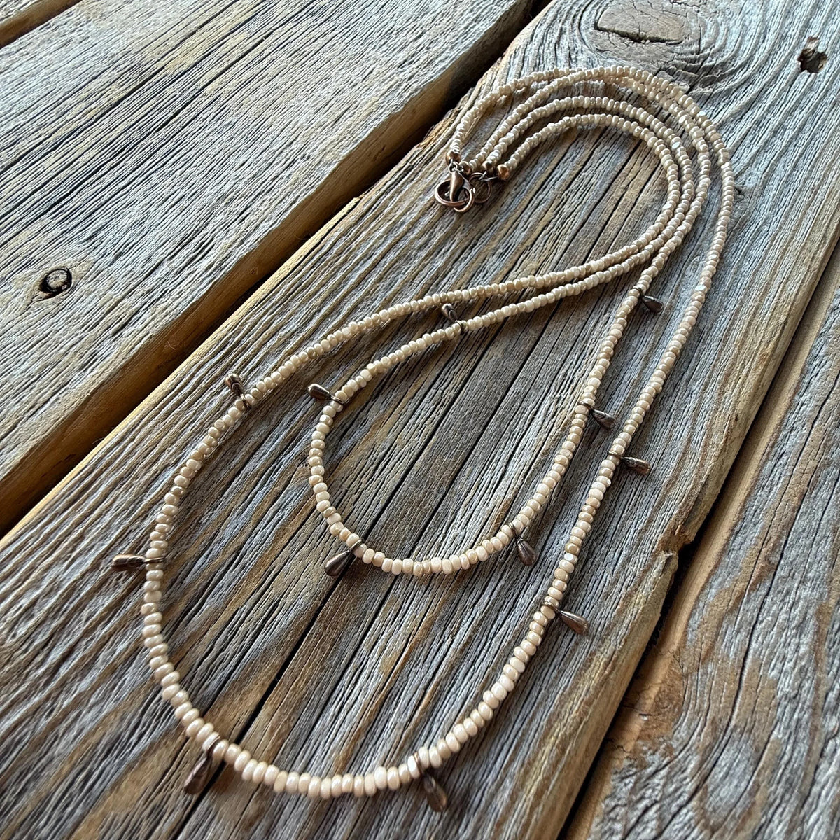 Handmade Seed Bead Choker | Copper Dangles, Boho Necklace