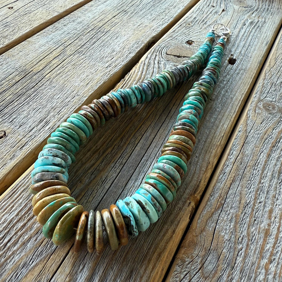 Handmade Turquoise Beaded Necklace – Boho Western Statement Jewelry