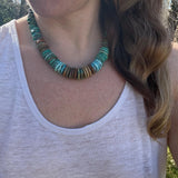 Handmade Turquoise Beaded Necklace – Boho Western Statement Jewelry