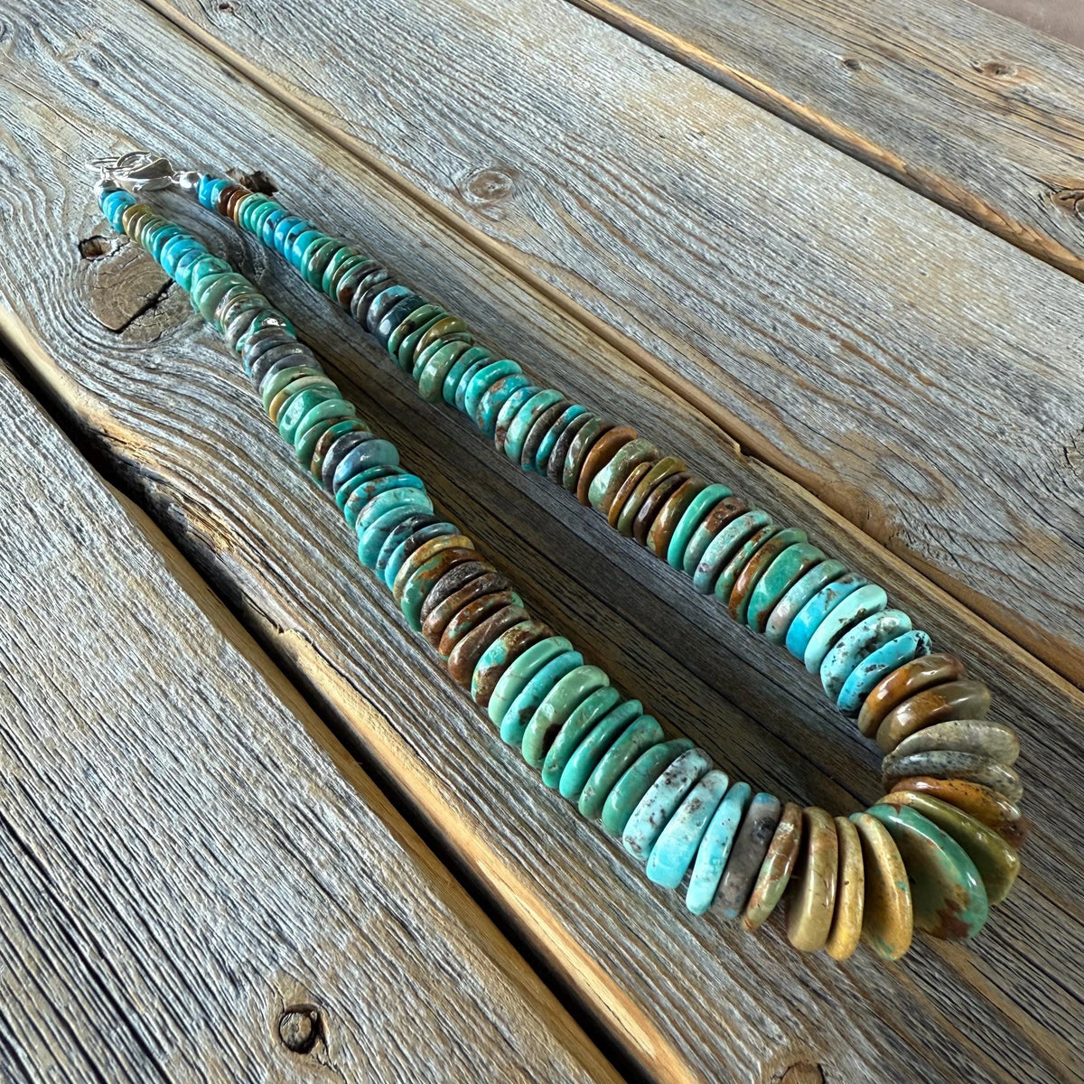 Handmade Turquoise Beaded Necklace – Boho Western Statement Jewelry