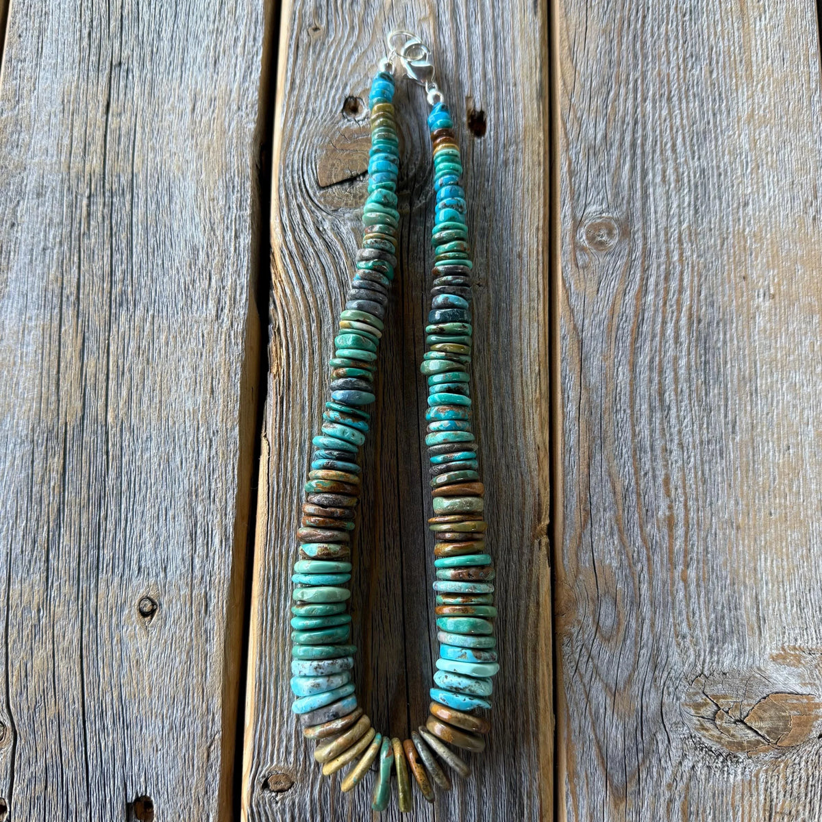 Handmade Turquoise Beaded Necklace – Boho Western Statement Jewelry