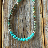Handmade Turquoise Beaded Necklace – Sterling Silver, Western Boho Jewelry