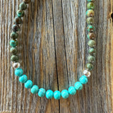 Handmade Turquoise Beaded Necklace – Sterling Silver, Western Boho Jewelry