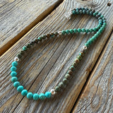 Handmade Turquoise Beaded Necklace – Sterling Silver, Western Boho Jewelry
